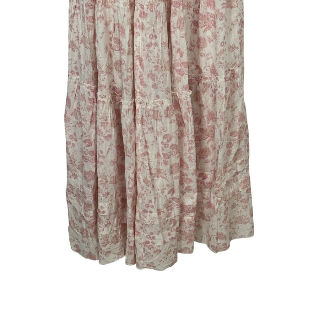 Free People NEW Pappiet Midi Dress Ivory Pink Med Floral Boho READ Cottagecore - Picture 7 of 15